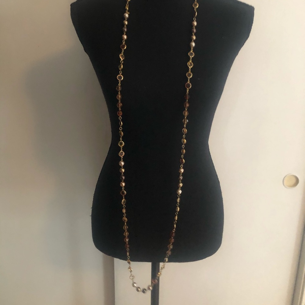 Long Amber Stone Statement Necklace - image 4